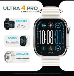 Reloj Inteligente Watch Ultra 4 Pro, Resistente al Agua 3ATM, Monitor de Ritmo Cardíaco, Deportivo, Pantalla Táctil, Negro, Gris, Beige - Product Image 4