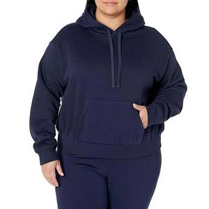 Sweat-shirt à capuche doublé bleu marine respirant grande taille pour femme avec Streetwear coupe ample pour la saison du printemps - Product Image 5