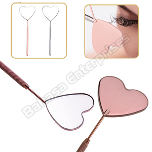 Gros grand miroir d'inspection de cils en acier inoxydable en forme de coeur outil d'extension de cils de beauté pour le maquillage en observant les cils - Product Image 2