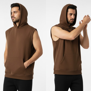 <b>Mens</b> <b>Sleeveless</b> <b>Hoodie</b> 100% Cotton Winter Athletic Fit Soft Lightweight Workout Shirt Running Gym Training Outdoor Sports Custom - Product Image 4