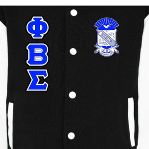 Phi Beta Sigma 1914แจ็คเก็ตตัวอักษรทีมชีวิตชาวกรีกเสื้อผ้าพี่น้องสีฟ้าสีขาวแพทช์ย้อนยุคแจ็คเก็ตวิทยาลัย - Product Image 2