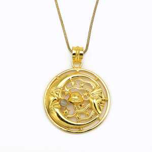 Collar con Colgante de Oro Exclusivo, Joyería Boho de Latón para Mujer, Chapado en Oro de 18k, Sol y Luna Celestiales con Labradorita, para Venta al Por Mayor/OEM/ODM - Product Image 1