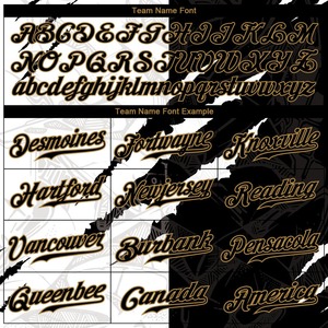 Patrón de grafiti personalizado Negro-Oro viejo 3D Camiseta de béisbol auténtica - Product Image 4