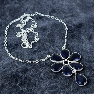 Collar Chapado en plata 925 con forma de pera amatista púrpura para mujer, collar de cadena bohemio, collar de boda, regalos para ella - Product Image 4