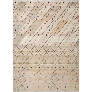 Tapis en laine noué à la main Manchaha Ivory, motif géométrique classique pour salon, couloir, tapis rectangulaire pour adolescents - LGS-32 Jaipur - Product Image 1