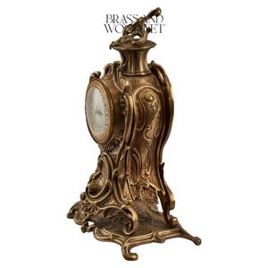 antique brass <b>vintage</b> <b>clock</b> set with ornate candelabras handcrafted luxury decorative centerpiece classic design - Product Image 4