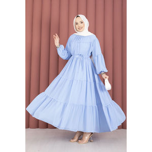 Vestido de Gasa Azul Bebé, Elegante, con Estampado Floral, en Capas, Transpirable, Estilo Casual, Cintura Natural, Talla XS, para el Día, Fiestas y Celebraciones - Product Image 4