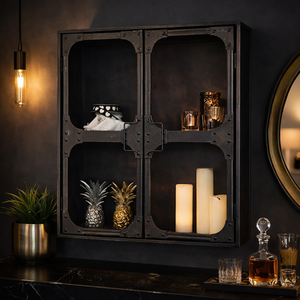 Muebles de almacenamiento decorativos de pared de hierro para sala de estar moderna industrial - Product Image 1