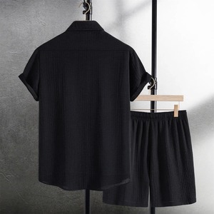 New <b>Summer</b> <b>Men's</b> Casual <b>Shirt</b> and Shorts Set Breathable 100% Cotton Pocket Short Sleeve Beachwear - Product Image 4