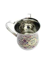 Best Seller Customised 5'' 40oz Elegant Grey Gold Decal Stainless Steel Hand Jewish Washing Cup Netilat Yadayim Metal for <b>Basins</b> - Product Image 4