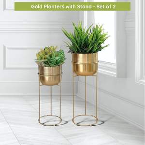 Soporte alto de metal para plantas, soporte de suelo para plantas de interior, decoración para el hogar, jarrones, jarrón decorativo OEM, dorado personalizado - Product Image 6