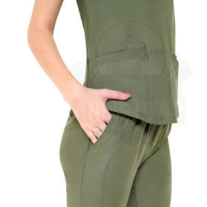 Uniformes Médicos Personalizados de Alta Calidad OEM, Conjuntos de Uniformes Quirúrgicos de Color Sólido, Transpirables, de Secado Rápido, de Algodón, Diseño Urbano para Mujer, para Hospitales - Product Image 5