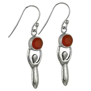 Pendientes de Plata de Ley 925 con Cristales de Cornalina, Elegante Accesorio de Moda para Mujer - Product Image 1
