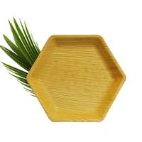 Assiettes hexagonales biodégradables et compostables en feuilles de palmier d'arec pour la vaisselle jetable écologique, les fêtes et le service alimentaire