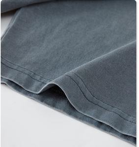 Camiseta de gran tamaño con estampado de lavado ácido para hombre, algodón pesado, manga corta, Color sólido, Impresión de logotipo personalizado - Product Image 4