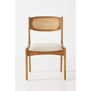 <b>Mid</b> <b>Century</b> Armless <b>Dining</b> <b>Chair</b> With Rattan Back - Product Image 1