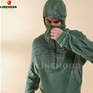 Sudadera con capucha con lavado ácido y media cremallera para hombre de último diseño 100% algodón básico para invierno patrón sólido - Product Image 5