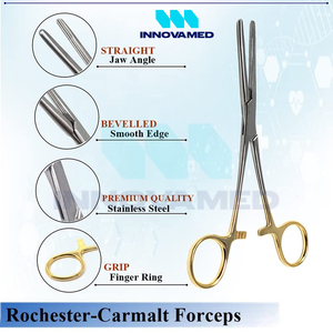 Hemostática con mandíbulas dentadas cruzadas, instrumento quirúrgico Manual reutilizable de acero inoxidable Premium Longitudinal con soporte en línea - Product Image 2