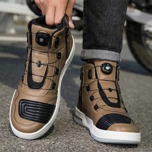 Chaussures de course de moto réfléchissantes pour hommes semelle en caoutchouc bottes anti-chute respirantes pour les cyclistes de route baskets de course décontractées avec changement de vitesse - Product Image 3