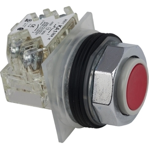 Pulsante a pressione in metallo SCHNEIDER ELECTRIC Harmony 9001K, 30mm a proiezione, rosso, con ritorno a molla, interruttore 1 CO - Product Image 1