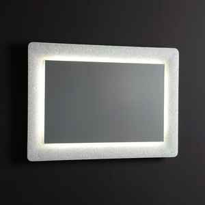 Espejo de Baño LED con Marco de Vidrio Fundido Blanco, Diseño Moderno de Pared, Resistente al Agua, 90X62 Pulgadas, Hecho en Italia - Product Image 2