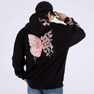 เสื้อฮู้ดผ้าฝ้ายปักลายสำหรับผู้ชาย, เสื้อฮู้ดปักแบบสวมหัวทรงโอเวอร์ไซส์ - Product Image 6