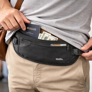 Portafoglio di sicurezza Travel Kit Wallis con protezione RFID e cinturino in vita nero - Product Image 4