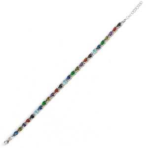 925 Sterling <b>Silver</b> Waterway Crystal <b>Bracelet</b> with Small Teardrop Colored Stones Elegant <b>Bangle</b> - Product Image 3