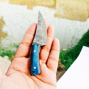 Handmade Mini Pocket Carry Knife Fixed Blade Hunting Skinning Knife Damascus Steel Knife Pakka Wood Handle With Leather Sheath - Product Image 4