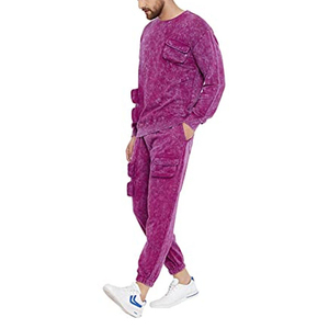 Best Quality Wholesale Latest Design Plain Men Acid Washed Tracksuit Low Prices Solid Custom Made Men Acid Washed Tracksuit New - Product Image 3