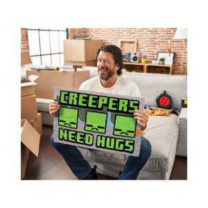 Alfombra de entrada estilo arte moderno de Minecraft, hecha a mano, con diseño de Creepers que necesitan abrazos, decorativa para el hogar, logotipo personalizado - Product Image 6