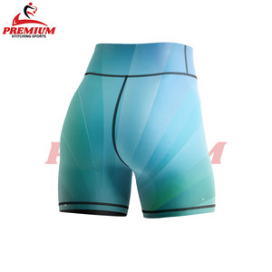 Pantalones cortos deportivos de cintura alta personalizados para mujer, patrón de sublimación de color sólido, pantalones cortos de Yoga para gimnasio, cierre de cintura elástica - Product Image 2
