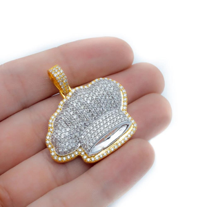 Custom Hiphop Style Moissanite Diamond Pendant Iced Out 14K Gold <b>Chef</b> <b>Hat</b> Hip Hop Pendant - Product Image 3
