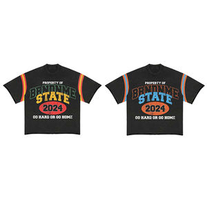 Fabricación de logotipo personalizado serigrafía de gran tamaño Vintage ácido lavado de gran tamaño hombro caído Camiseta de manga corta para hombres - Product Image 1