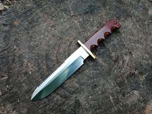 Cuchillo Bowie de Acero D2 Hecho a Mano – Hoja Fija de Espiga Completa con Mango de Micarta y Funda de Cuero - Product Image 3