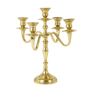 Candélabre à 5 bras en aluminium de qualité supérieure, finition cuivre antique, pour mariage, décoration de table, décoration d'église - Product Image 2