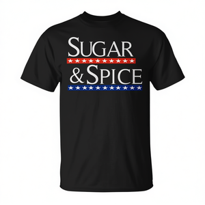 T-shirt Sugar And Spice noir pour adulte, unisexe, design patriotique, col rond, manches courtes - Product Image 2