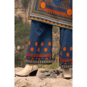 Conjunto de traje de jardín de 2 piezas para mujer, sin costuras, estampado, color azul marino - Product Image 4