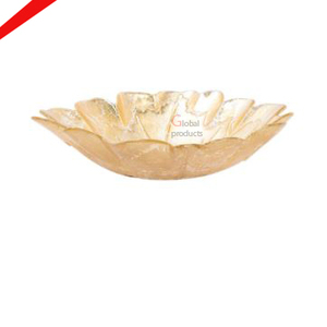 Nuevo diseño de hoja de aspecto martillado, cuenco de servicio con acabado dorado para restaurante y bar de hotel - Product Image 2