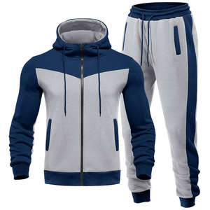 Survêtement de sport 2 pièces de meilleure qualité pour hommes, jogging, fitness, course à pied, vêtements de sport à motif solide - Product Image 1