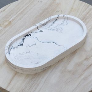 Bandeja compacta de mármol para el baño, para organizar artículos de tocador con una apariencia impecable y organizada todos los días. - Product Image 1
