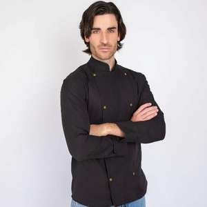 Veste de chef noire Brooklyn avec décoration boutonnée, processus de teinture - Product Image 2