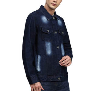 Chaqueta vaquera con logotipo personalizado para hombre, Chaqueta vaquera azul clásica, ropa de abrigo informal a la moda, venta al por mayor - Product Image 4