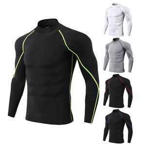 OEM Men's Long Sleeve MMA Rash Guard <b>Mock</b> <b>Neck</b> Custom Logo Fitted Plus Size Breathable Anti-UV Compressed Eco-Friendly Quick Dry - Product Image 5