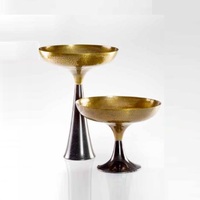 Vente chaude Double Tone Salade Fruits Chocolat Noix Servir Plat En Métal Bol Moderne Tous Les Jours Cuisine Fête De Mariage Assiette Décorative