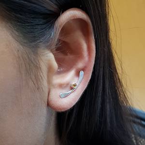 Pendientes escaladores de Plata de Ley 925 con citrino mínimo de forma personalizada, Perla de diamante chapada en oro, regalo impresionante, joyería, precio de fábrica - Product Image 4