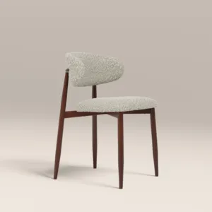 Chaise de salle à manger moderne et écologique en pierre mouchetée et noyer HALSTON pour la maison, le bureau et l'appartement - Product Image 6