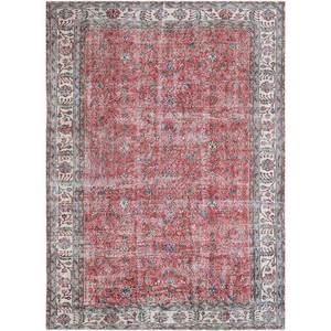 Alfombra Vintage de Lana 9x12, Tejida a Mano, con Patrones Rectangulares Abstractos Florales en Rojo y Naranja, para Entrada del Hogar o Habitación de Adolescentes - Pae-2619 - Product Image 1