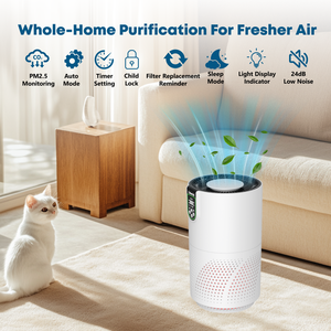 Purificador de Aire Cobectal con Modo Automático para el Hogar, Aromaterapia, Pantalla PM2.5, Modo de Sueño, Eliminación de Polvo y Humo, Pelo de Mascotas, Grado H13, Portátil - Product Image 5