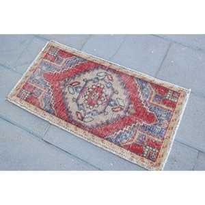 Rug, 1.7x3.2 ft Vintage Rug, <b>Red</b> Animal Print Rug <b>Wool</b> - Product Image 2